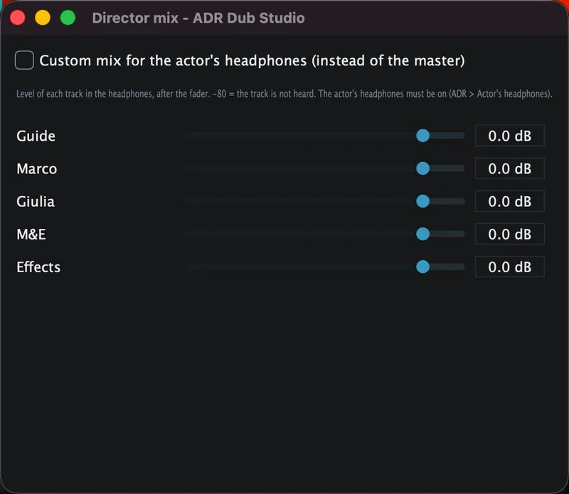Director mix for the headphones